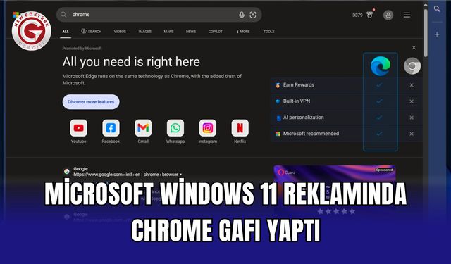 Microsoft Windows 11 reklamında Chrome gafı yaptı