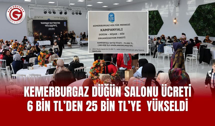 Kemerburgaz Düğün Salonu Ücreti 6 Bin TL’den 25 Bin TL’ye  yükseldi