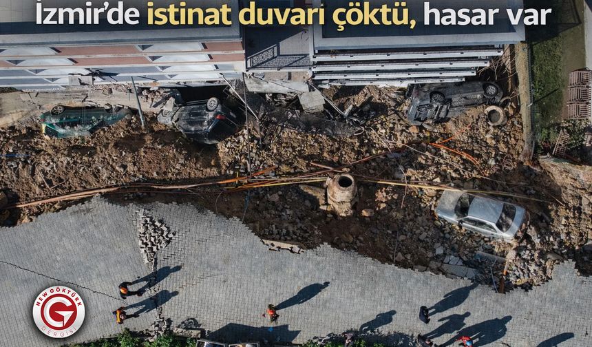 İzmir’de istinat duvarı çöktü, hasar var
