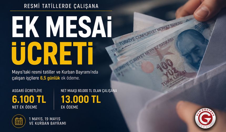 Resmi Tatilde Çalışana Ek Mesai Ödemesi
