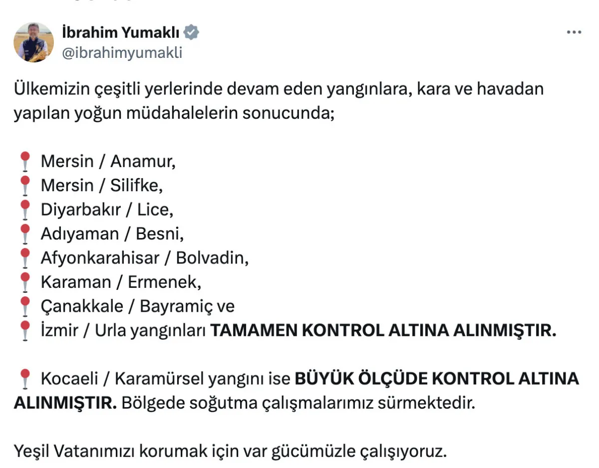 8 NOKTADA YANGIN TAMAMEN KONTROL ALTINA ALINDI