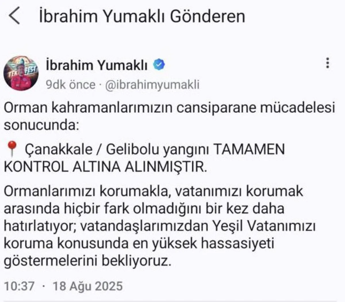 Bakan Yumaklı, Next Sosyal Hesabından Yaptığı Paylaşımda Şu Ifadelere Yer Verdi